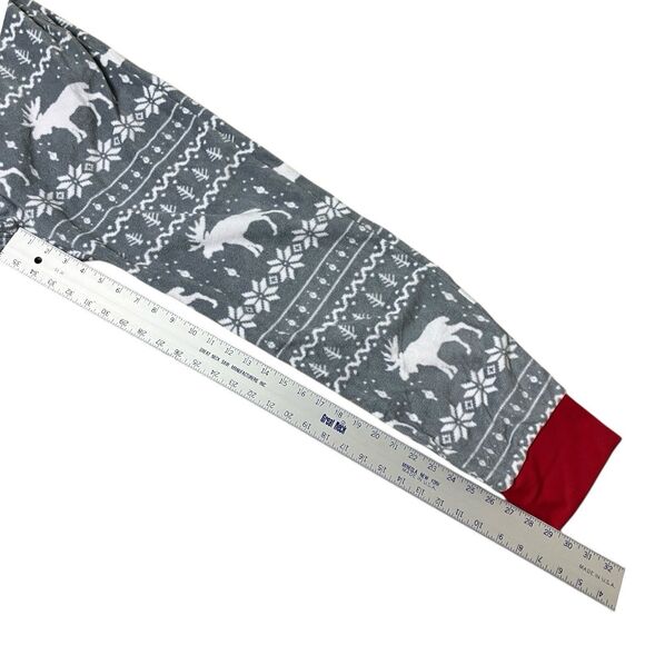 Tipsy Elves One-Piece Adult L Grey Fair Isle Reindeer Hooded Christmas Pajamas - Picture 5 of 11